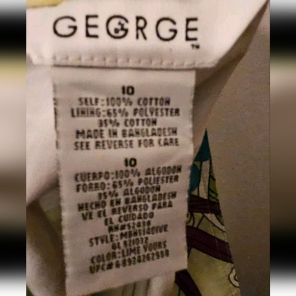 George Womens Size 10 Blue, Green, & White Flare Skirt - Picture 4 of 4